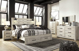 Cambeck Whitewash Panel Bedroom Set with Storage King 3: Bed, Dresser, Mirror from Decor Furniture
