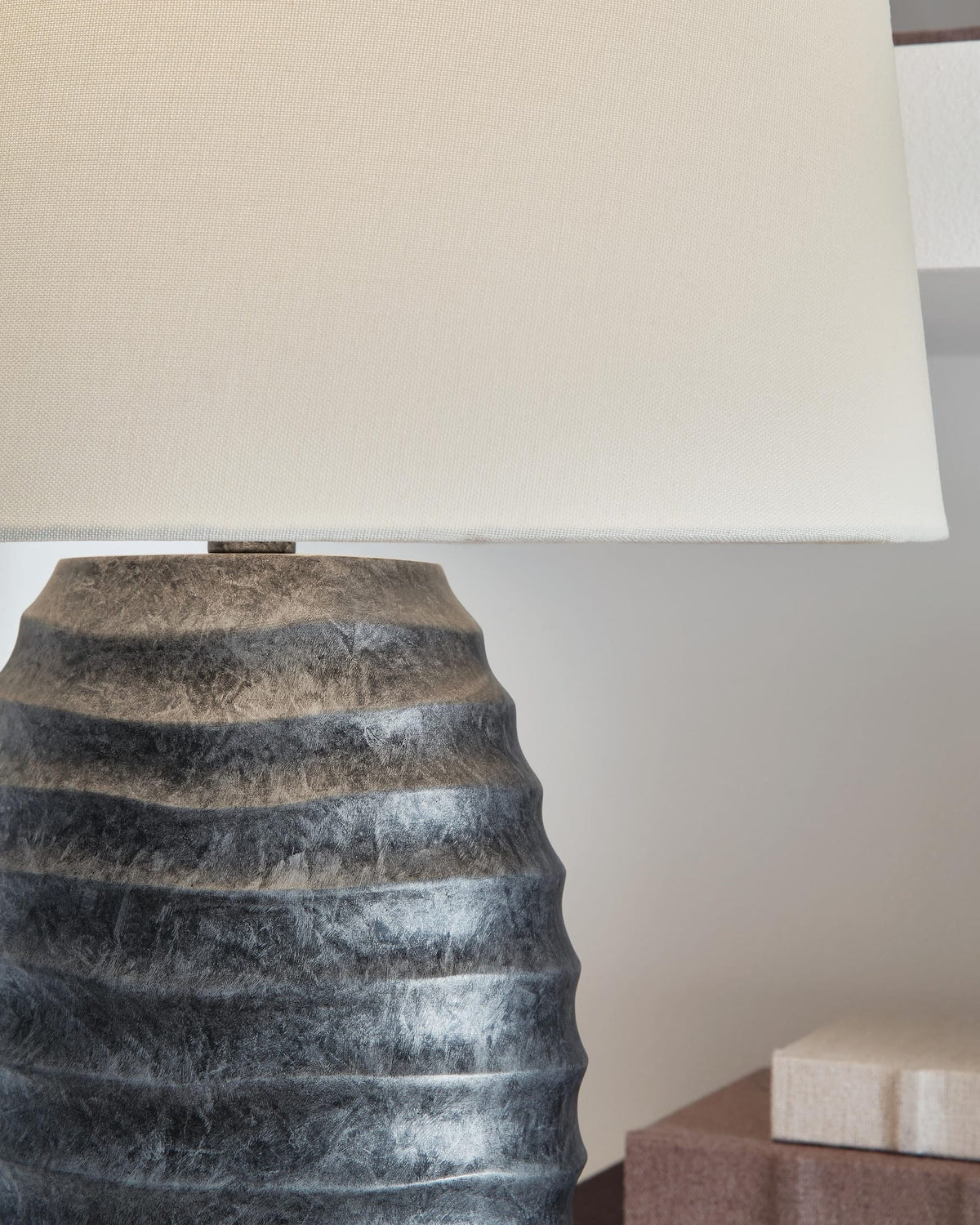 Caronick Antique Silver Finish Table Lamp (Set of 2) detail view