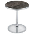 Cazen Round Faux Marble Top Pedestal Side Table Grey from Decor Furniture