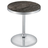 Cazen Round Faux Marble Top Pedestal Side Table Grey from Decor Furniture