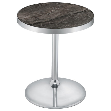 Cazen Round Faux Marble Top Pedestal Side Table Grey from Decor Furniture