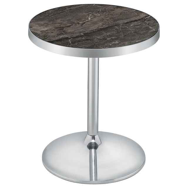 Cazen Round Faux Marble Top Pedestal Side Table Grey from Decor Furniture