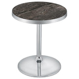 Cazen Round Faux Marble Top Pedestal Side Table Grey view 4