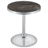 Cazen Round Faux Marble Top Pedestal Side Table Grey view 5