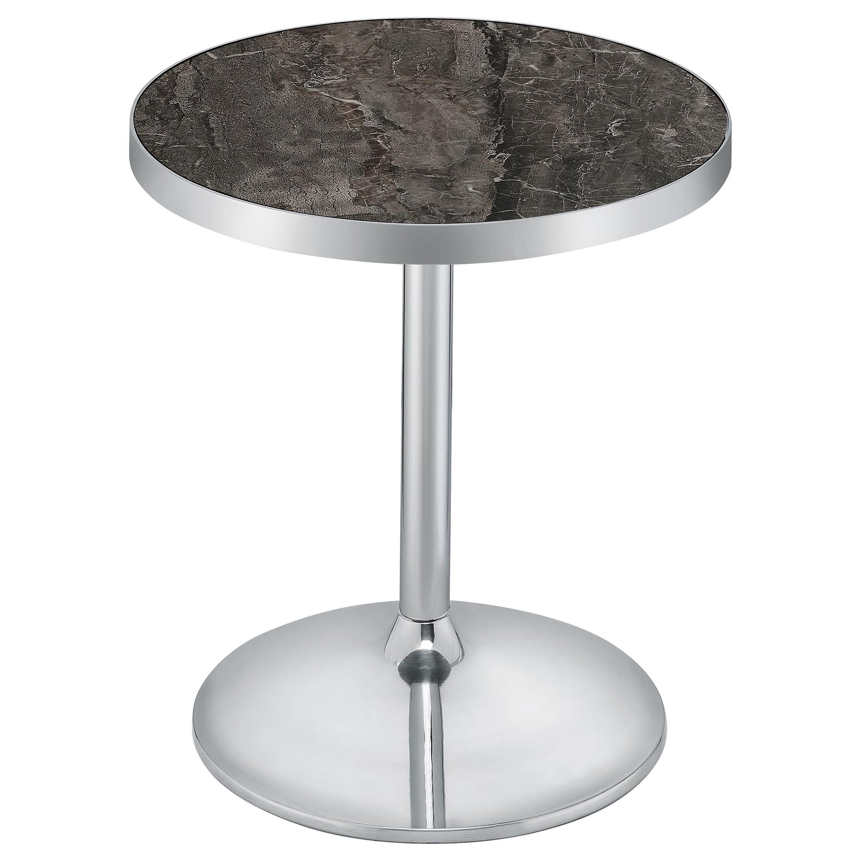 Cazen Round Faux Marble Top Pedestal Side Table Grey view 6