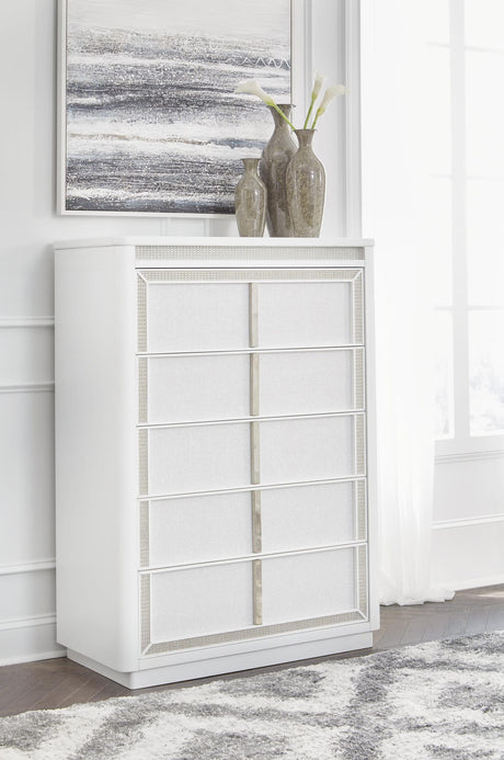 Chalanna White Upholstered Storage Bedroom Set from Decor Furniture