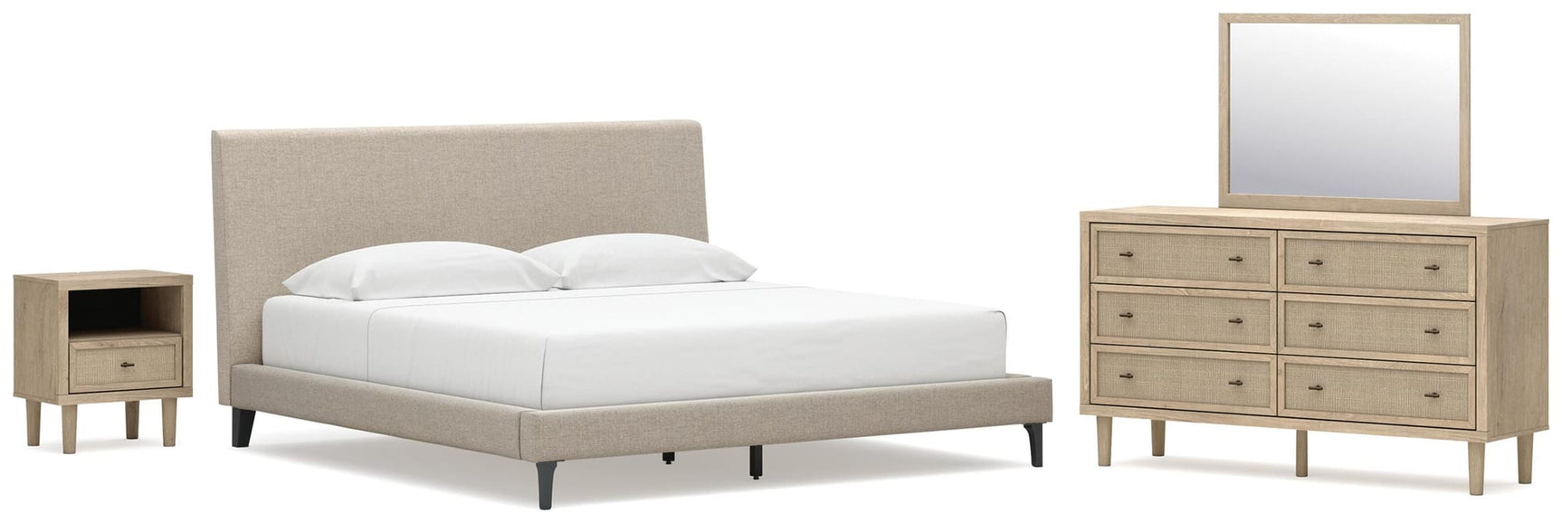 Cielden Soft Gray Upholstered Bedroom Set view 3