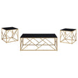 Comisso Contemporary 3-Piece Tempered Glass Coffee Table Set Gold from Decor Furniture