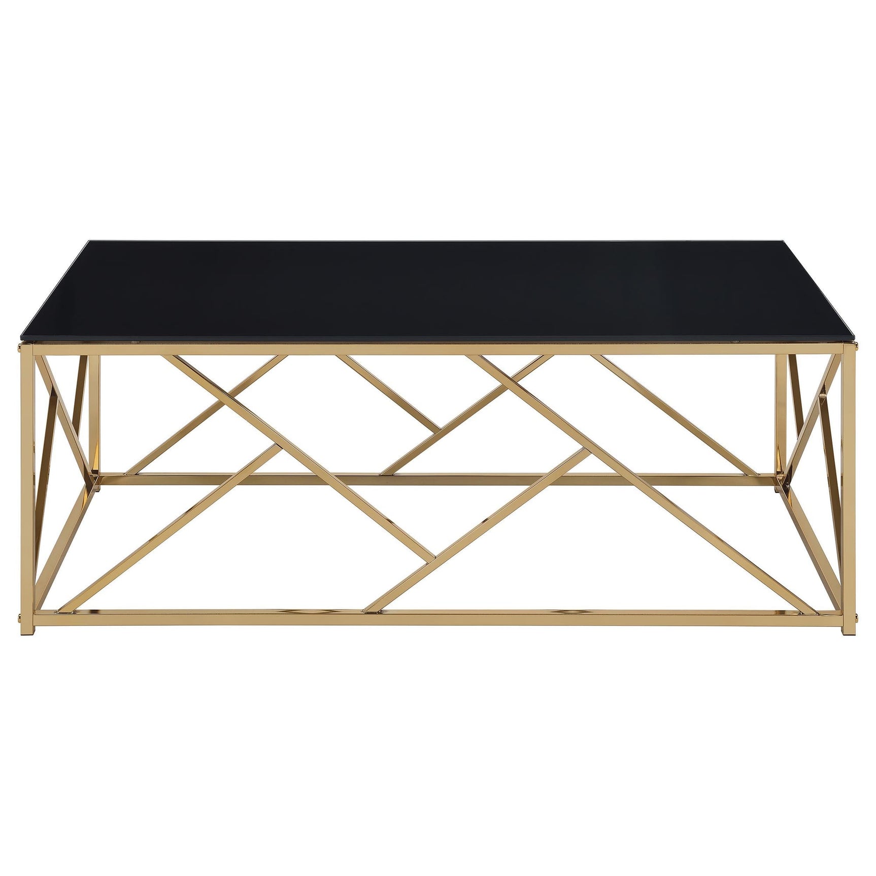 Comisso Contemporary 3-Piece Tempered Glass Coffee Table Set Gold view 3