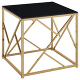 Comisso Contemporary 3-Piece Tempered Glass Coffee Table Set Gold view 5