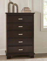 Covetown Dark Brown Panel Bedroom Set Full 4: Bed, Dresser, Mirror, Chest from Decor Furniture