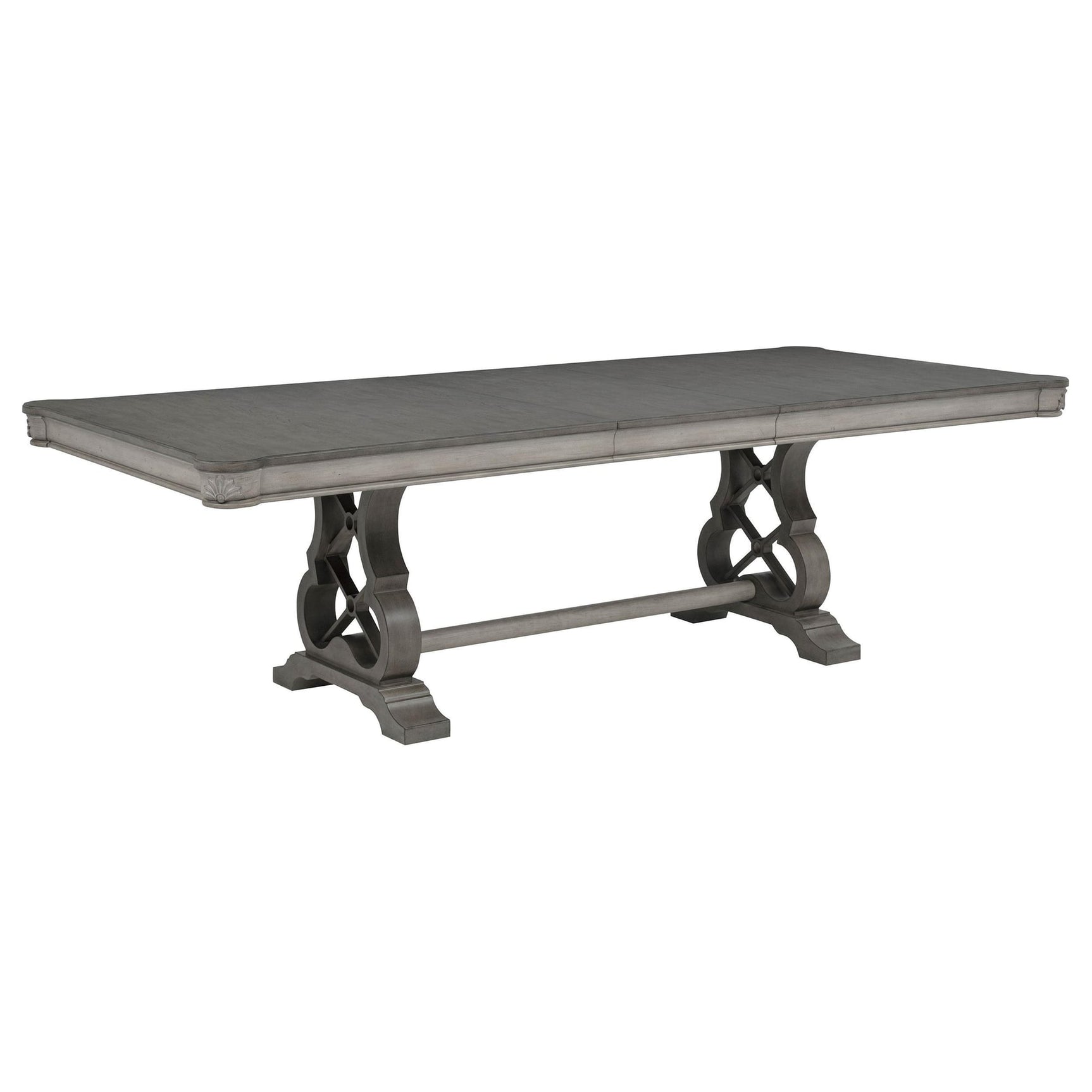 Cresswell 104-inch Double Pedestal Extension Dining Table Weathered Taupe from Decor Furniture