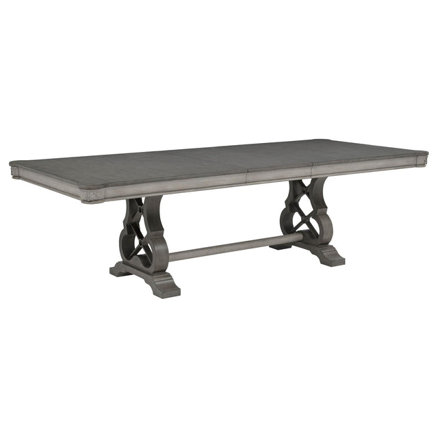 Cresswell 104-inch Double Pedestal Extension Dining Table Weathered Taupe from Decor Furniture
