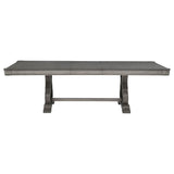 Cresswell 104-inch Double Pedestal Extension Dining Table Weathered Taupe view 3