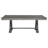 Cresswell 104-inch Double Pedestal Extension Dining Table Weathered Taupe view 4