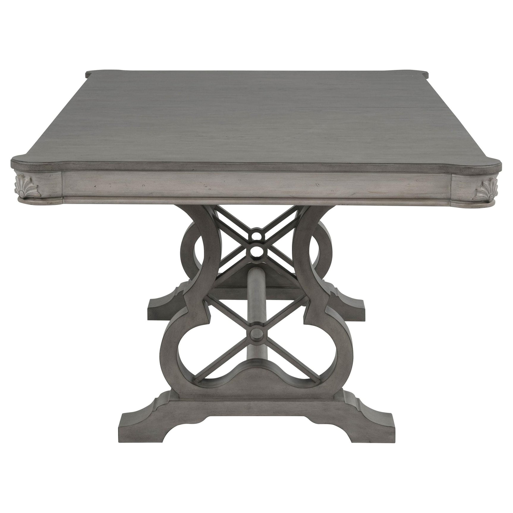 Cresswell 104-inch Double Pedestal Extension Dining Table Weathered Taupe view 6