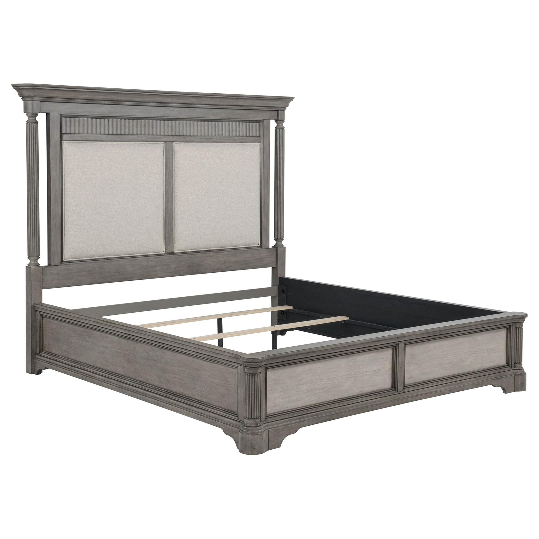 Cresswell Eastern King Upholstered Panel Bed Weathered Taupe from Decor Furniture