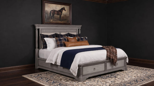 Cresswell Eastern King Upholstered Storage Platform Bed Weathered Taupe view 2