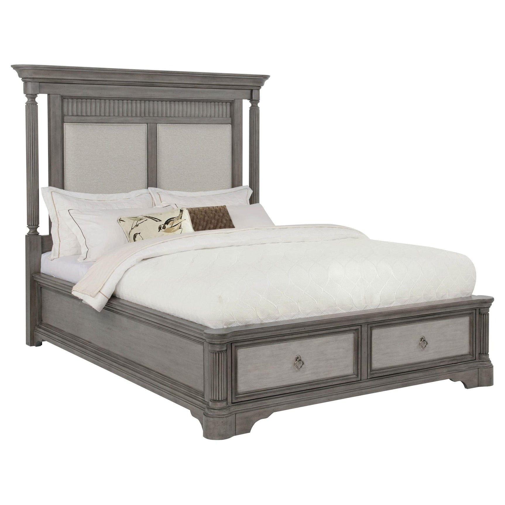 Cresswell Eastern King Upholstered Storage Platform Bed Weathered Taupe view 3