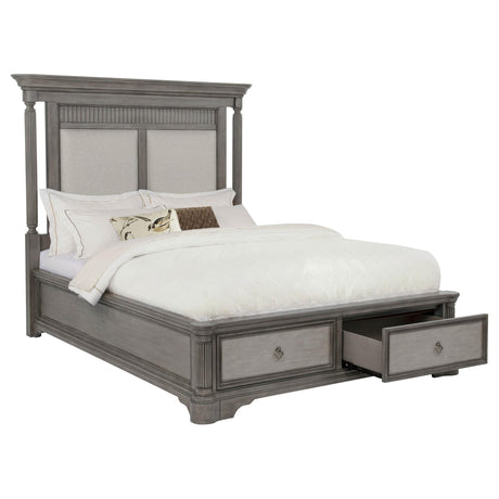 Cresswell Eastern King Upholstered Storage Platform Bed Weathered Taupe view 5