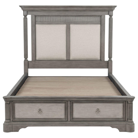 Cresswell Eastern King Upholstered Storage Platform Bed Weathered Taupe view 6