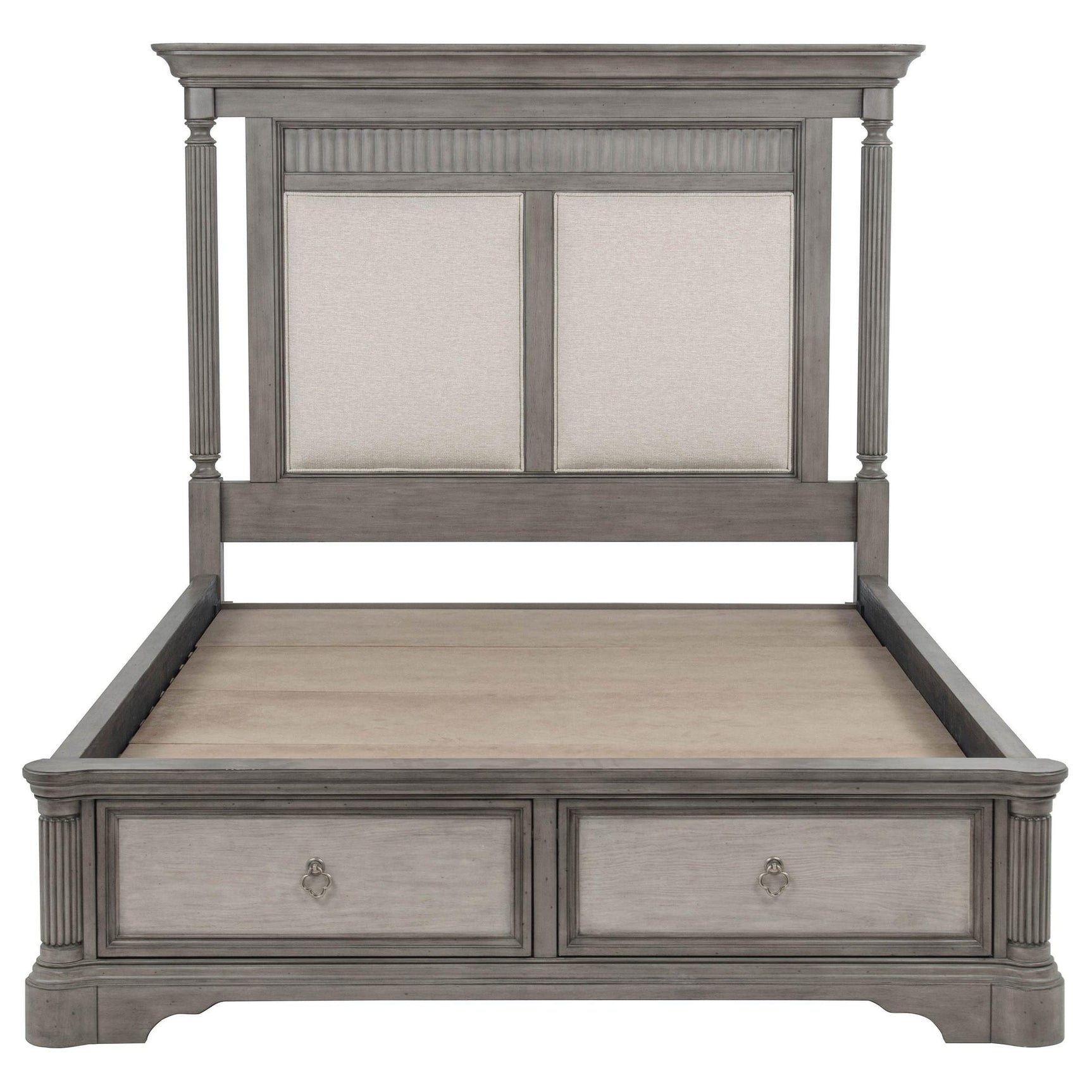 Cresswell Queen Upholstered Storage Platform Bed Weathered Taupe view 6
