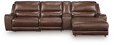 DeepWakes Canyon Leather 4-Piece Reclining Sectional with Chaise and Storage Console view 4