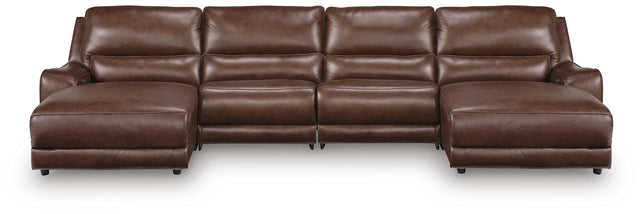 DeepWakes Canyon Leather 4-Piece Reclining Sectional with Double Chaise view 3