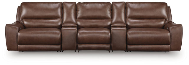 DeepWakes Canyon Leather 5-Piece Reclining Sectional with Storage Consoles view 4
