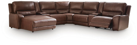 DeepWakes Canyon Leather 7-Piece Reclining Sectional with Chaise and Storage Consoles view 4