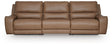 DeepWakes Caramel Leather 3-Piece Power Reclining Sectional view 2
