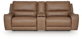 DeepWakes Caramel Leather 3-Piece Power Reclining Sectional view 2