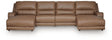 DeepWakes Caramel Leather 4-Piece Power Reclining Sectional with Chaise view 2