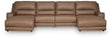 DeepWakes Caramel Leather 4-Piece Reclining Sectional with Double Chaise view 2