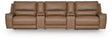 DeepWakes Caramel Leather 5-Piece Power Reclining Sectional view 2