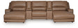 DeepWakes Caramel Leather 5-Piece Power Reclining Sectional with Chaise view 2