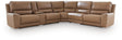 DeepWakes Caramel Leather 6-Piece Power Reclining Sectional view 4