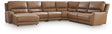 DeepWakes Caramel Leather 6-Piece Reclining Sectional with Chaise view 3