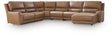 DeepWakes Caramel Leather 6-Piece Reclining Sectional with Chaise view 3