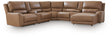 DeepWakes Caramel Leather 7-Piece Reclining Sectional with Chaise and Storage Consoles view 3
