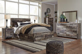 Derekson Multi Gray Panel 6 Storage Bedroom Set by Ashley King 3: Bed, Dresser, Mirror from Decor Furniture
