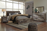 Derekson Multi Gray Panel Bedroom Set King 4: Bed, Dresser, Mirror, NightStand from Decor Furniture