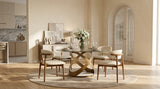 Dimi 5-Piece Dining Set with Clear Glass Table and Bronze Infinity-Loop Base from Decor Furniture