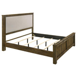 Doherty Eastern King Linen Upholstered Panel Bed Rustic Brown from Decor Furniture