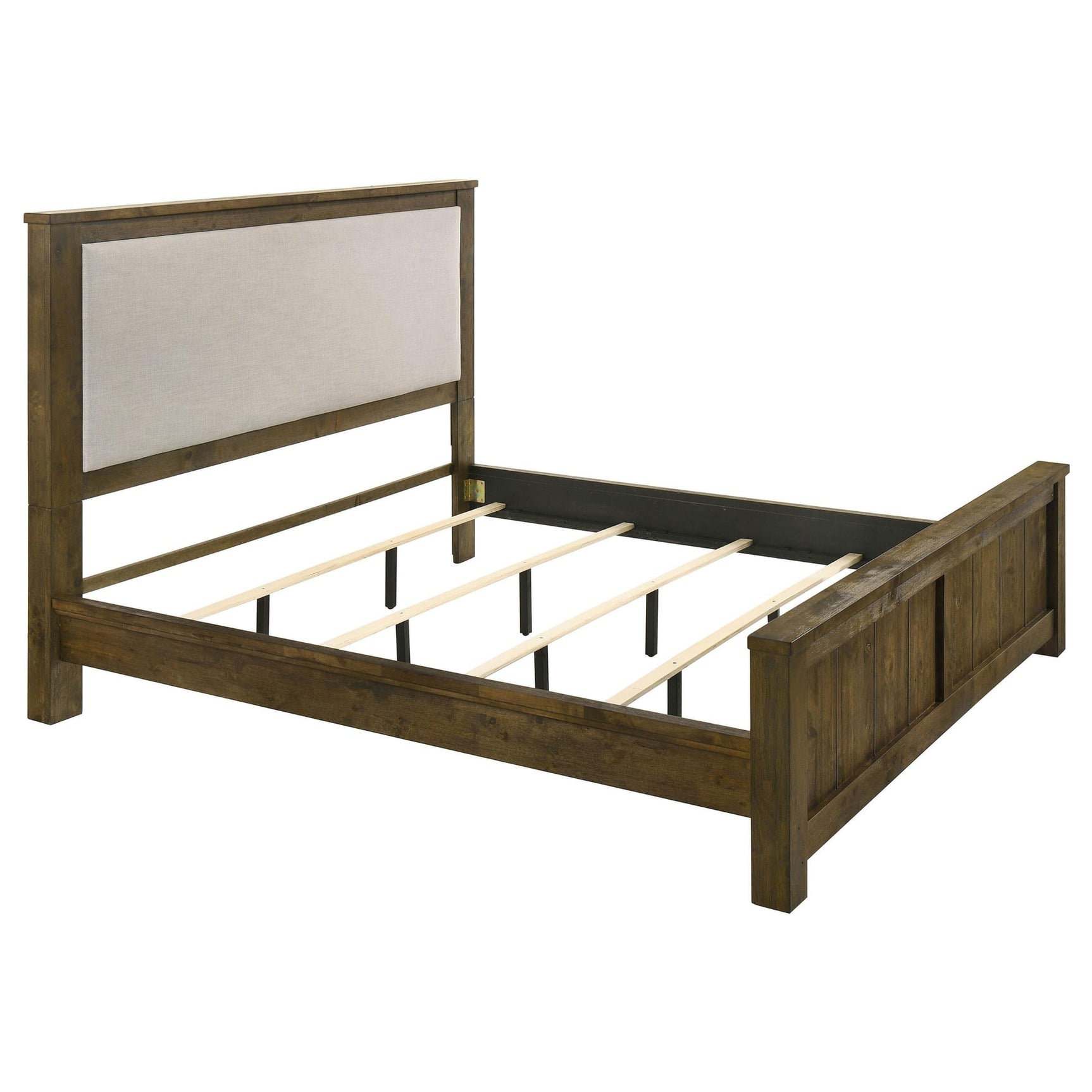 Doherty Eastern King Linen Upholstered Panel Bed Rustic Brown from Decor Furniture