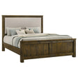 Doherty Eastern King Linen Upholstered Panel Bed Rustic Brown view 2