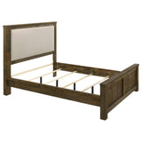 Doherty Queen Linen Upholstered Panel Bed Rustic Brown from Decor Furniture
