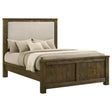Doherty Queen Linen Upholstered Panel Bed Rustic Brown view 2
