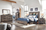 Drystan Multi Bookcase Bedroom Set with LED Headboard - Queen and Full Sizes Full 5: Bed, Dresser, Mirror, Chest, NightStand from Decor Furniture