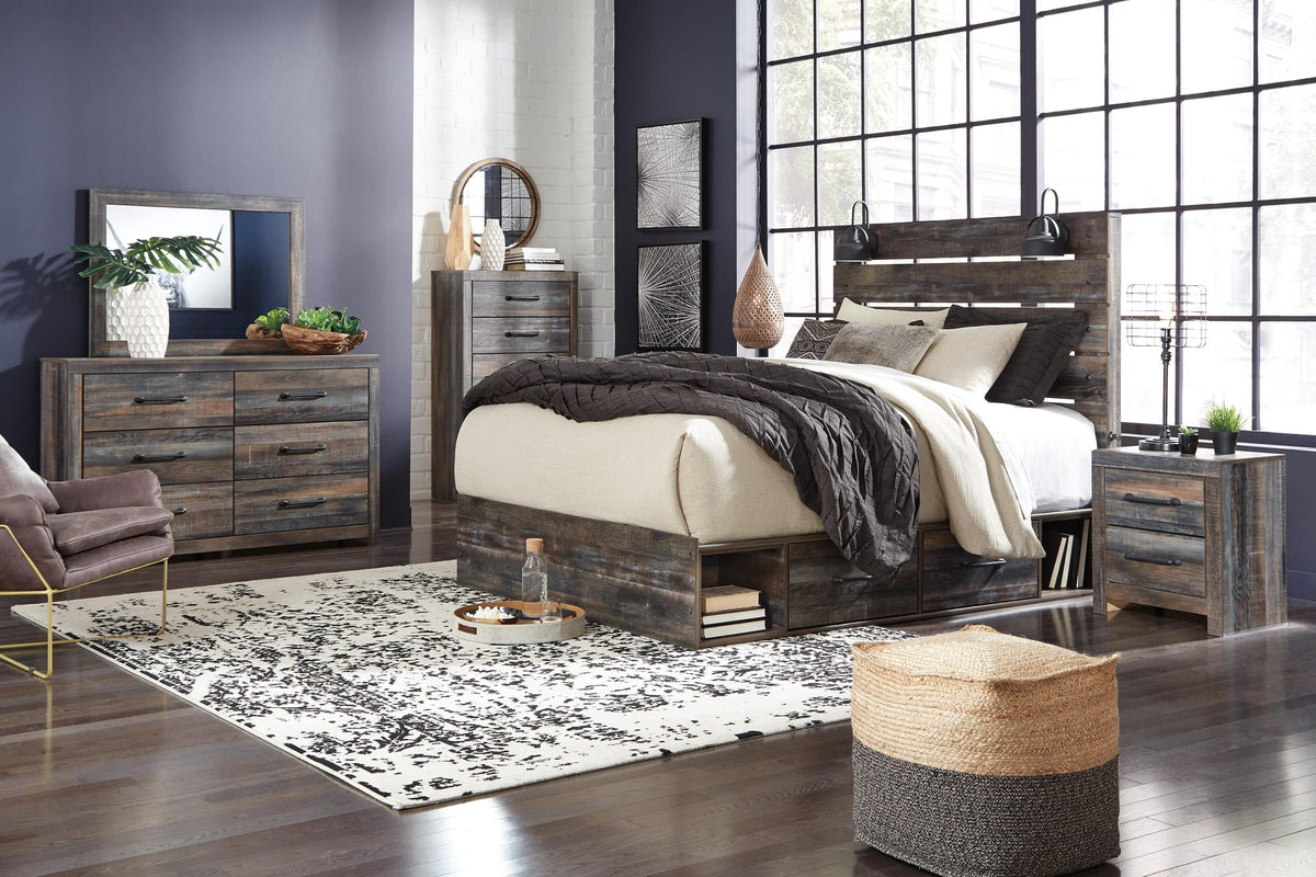 Drystan Multi Panel Bedroom Set Queen 4: Bed, Dresser, Mirror, NightStand from Decor Furniture